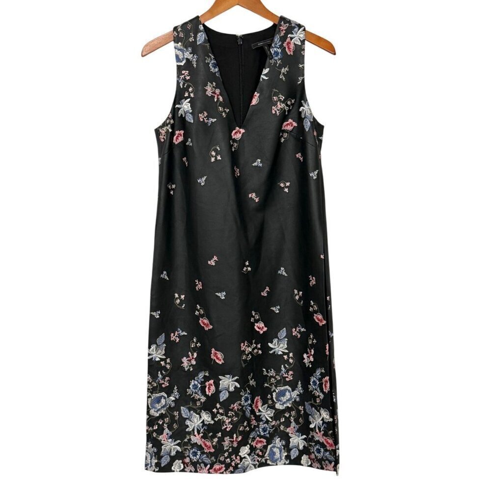 BCBG Maxazria Faux Leather Hadley Tunic Embroidered Long Black Boho Goth Size S - Picture 14 of 14